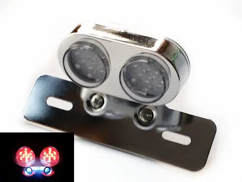 

Chrome Dual Round Motorcycle LED Tail Brake Light Cafe Racer Cruiser Sport