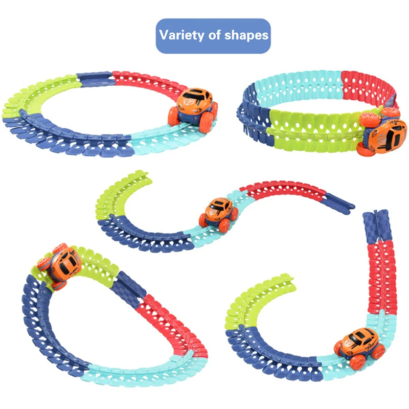 

DIY Convertible Assembled Racing Track with Lights Kids Toys