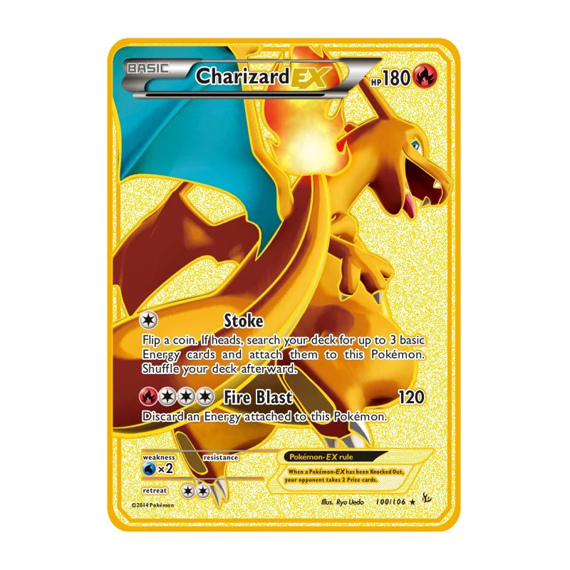 

Pokemon 27 Styles Charizard Boss VMAX GX MEGA Gold Metal Card Super Game Collection Anime Cards Toys for Children Christmas Gift