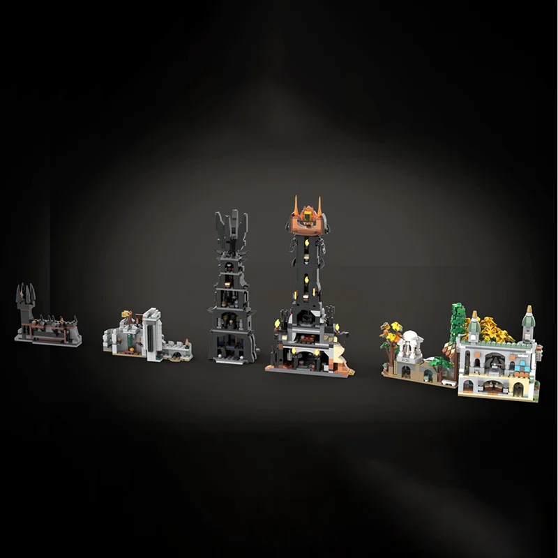 Фото Кольца, фильмы, Moc, строительные блоки, мини-черные ворота, боевой набор, модель, технология, кирпичи, сборка «сделай сам», праздничные строительные игрушки, подарки №2