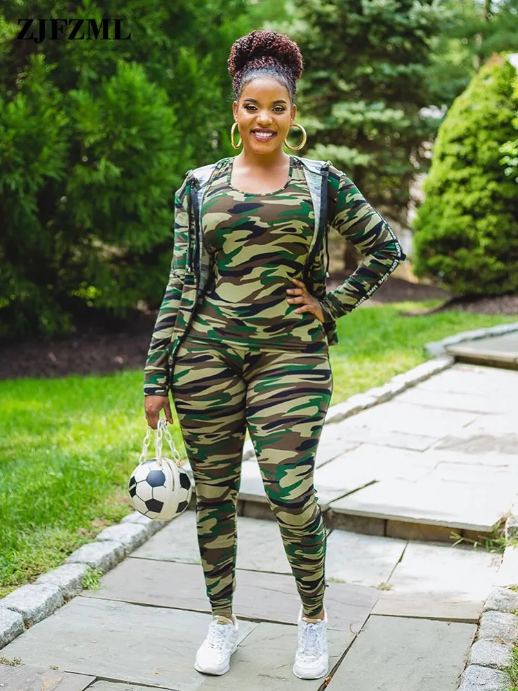 Камуфляжный сексуальный комплект из 3 предметов с буквенным принтом осенняя