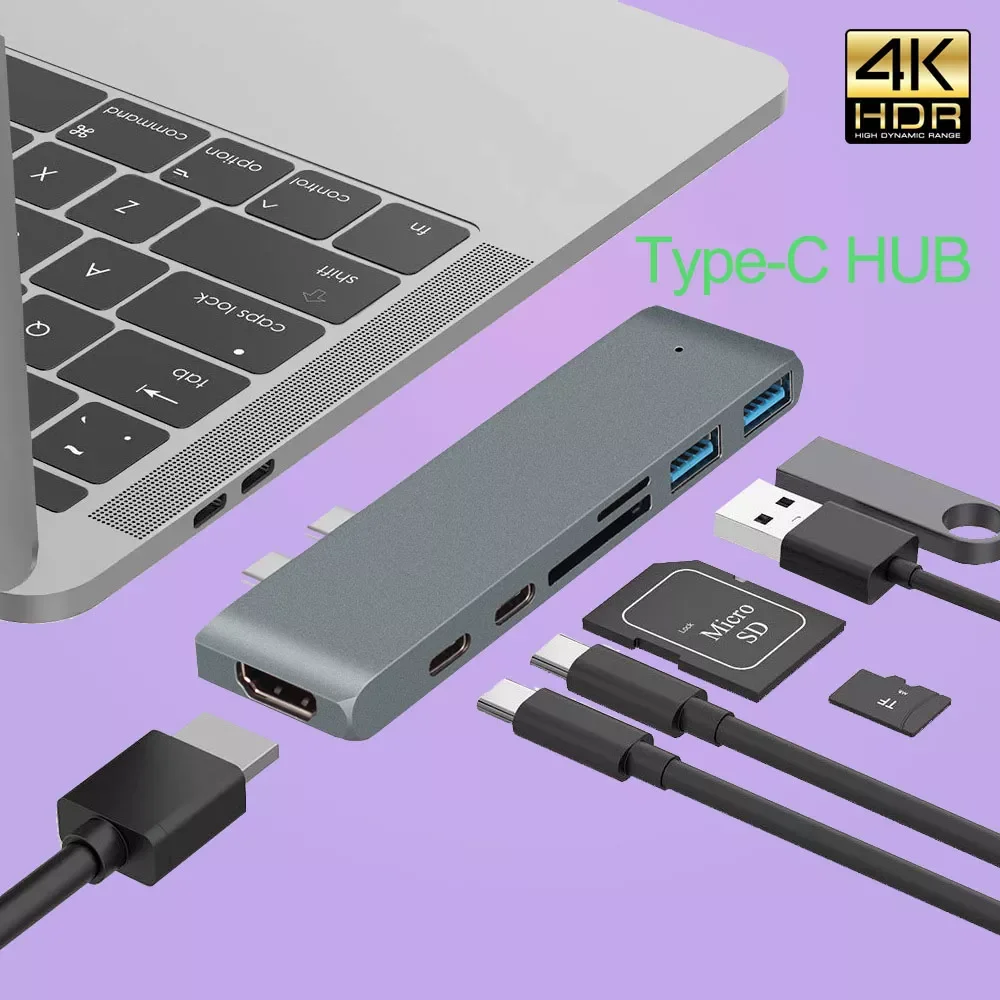 

USB 3.0 Type-C Hub к HDMI 4K адаптер USB C Thunderbolt 3 Hub 3,1 TF SD Reader слот PD для MacBook Pro Air 3,0 2020