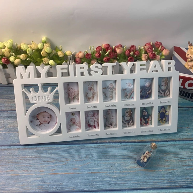 My First Year Baby Keepsake Frame 0-12 Months Pictures Photo Frame Souvenirs Kids Growing Memory Gifts