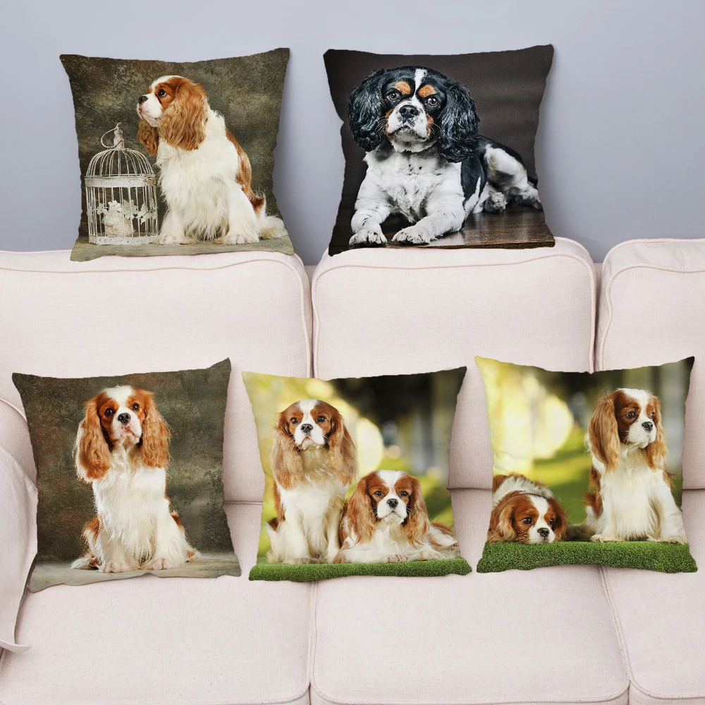 

Наволочка для подушки Noble King Charles Spaniel, мягкая короткая плюшевая наволочка 45*45 см, наволочка для подушки, домашний декор, наволочки