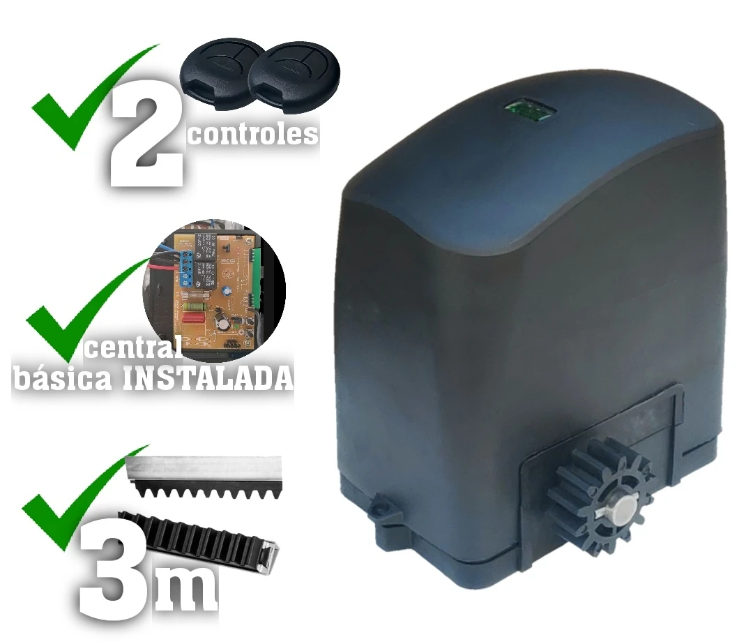 

Motor Portão Kit Completo Kit Deslizante Rcg 300kg 1/5 3m 2C