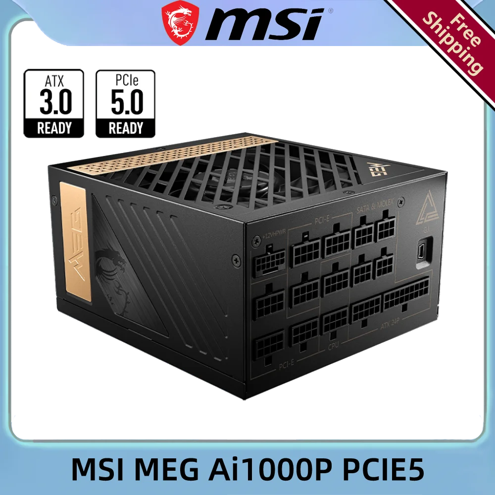 

MSI MEG Ai1000P PCIE5 ATX3.0 1000W 80 PLUS PLATINUM Computer Pc Power Supply Free Shipping 618