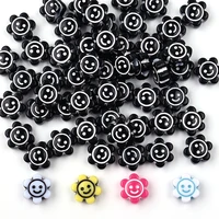 10mm acrylic smile flower beads sunflower spacer beads for jewelry making handmade diy bracelet necklace beads wholesale 50pcs