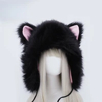 kawaii fluffy cat ear fox beanies cap funny anime hat plush faux fur cute animals performance cosplay props costume party hats