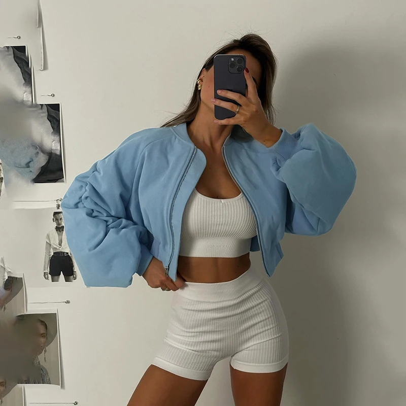 Повседневная бейсбольная форма с хлопковой подкладкой женская короткая куртка