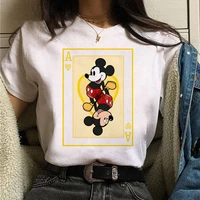 disney anime figure party short sleeved cartoon kawaii print poker t shirt clothing round neck for women tops birthday gifts