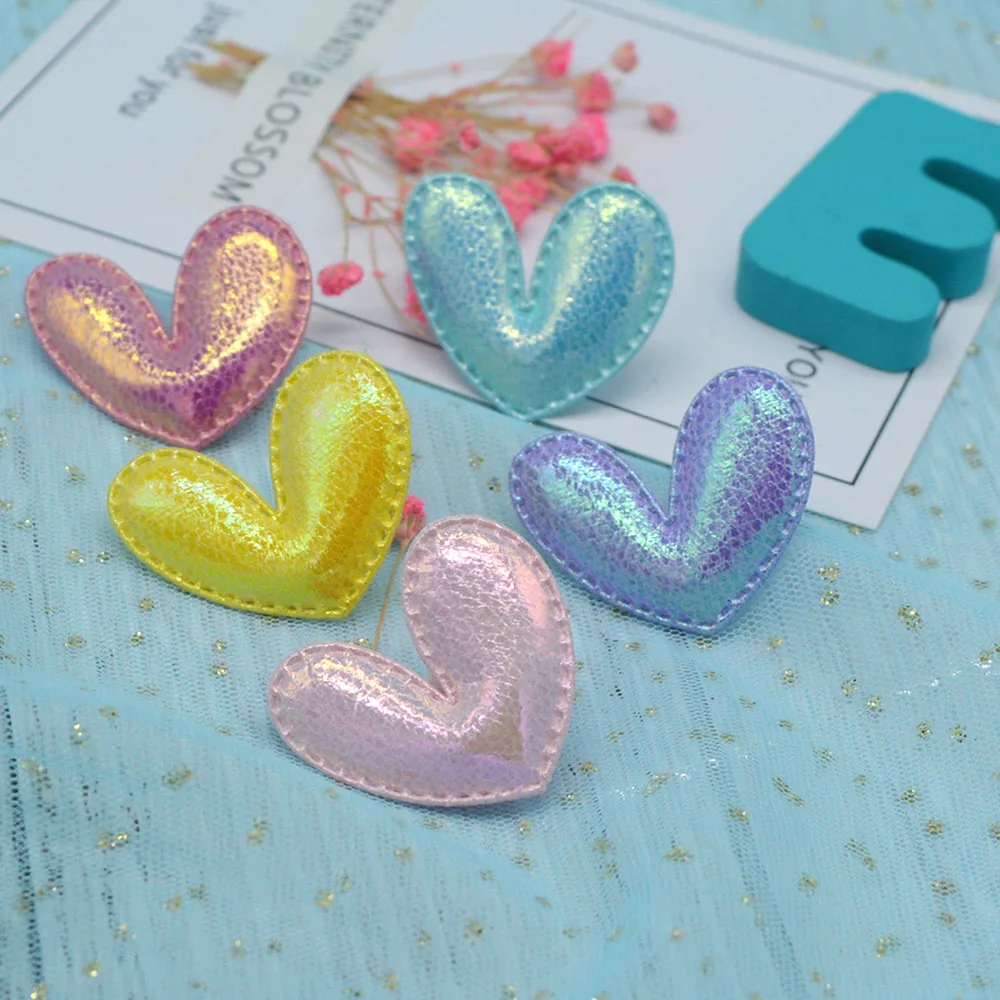 

15pcs 36*43mmPU Heart Shaped DIY Handmade Hairpin Applique Clothing Patch Hat Decorative Sewing Supplies