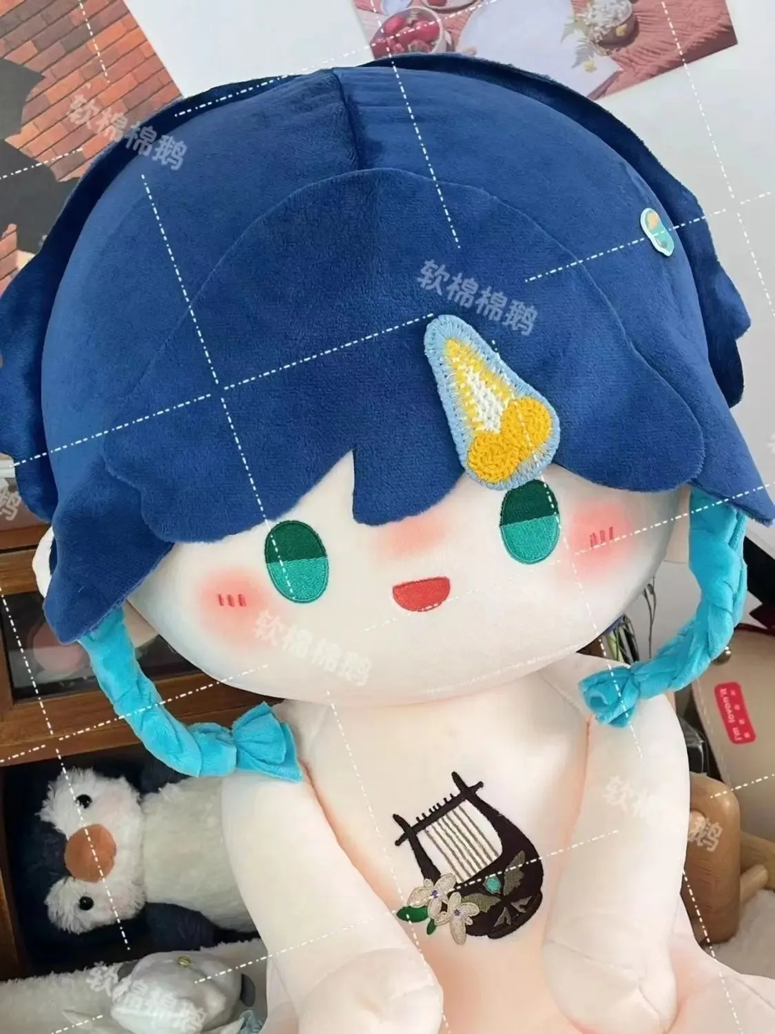 Аниме геншин ударный 40 см атрибуты Венти косплей мягкое тело одежда сидя подушка