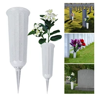 1pcs plastic in ground cemetery grave site vase with spike with long detachable stake attached vases in ground cemetery