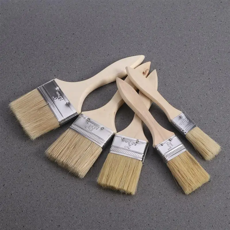 

5PCS Paint Brushes with Wooden Handle for Wall and Furniture Paint Home Wall Painting Paint Brush Easy Cleaning Decoration Tools