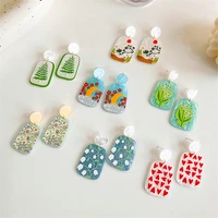 beautiful acrylic earrings with leaf flower elements 2022 spring summer chic pendientes mujer