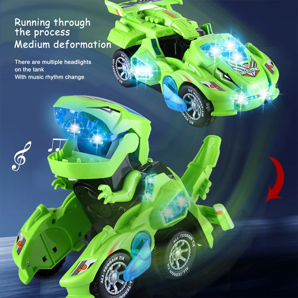

New Transforming Dinosaur LED and Music Car Dinosaur Transform Car Toy Automatic Dino Transformer Toy Car for Kids 3+ Years Old