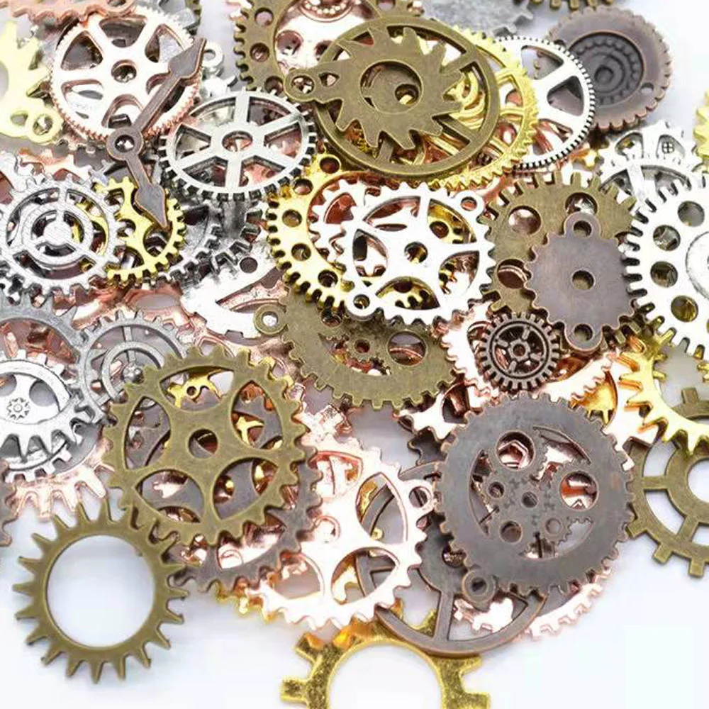 

100g Color Brass Steampunk Gears 10mm-30mm Round Clock Watch Wheel Gear