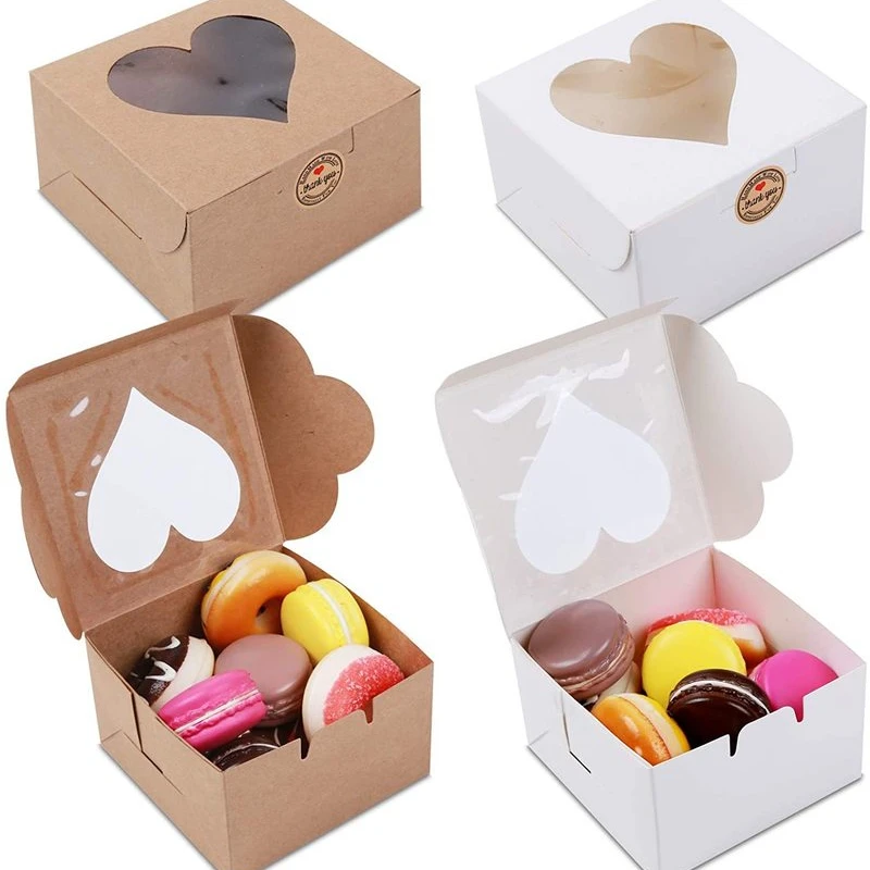 

20pcs Transparent PVC Window Soap Boxes Kraft Paper Box Jewelry Gift Cookies Macaron Donut Packaging Box Wedding Favor Candy Box