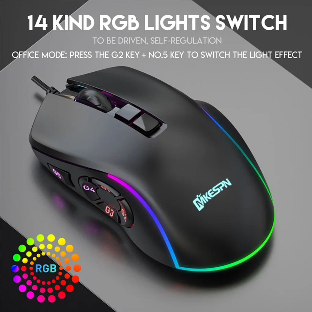 Gaming Mouse Computer Mouse Gamer 7200DPI 10 Buttons 7 Colors Ergonomic Pro PC Mice RGB Wired Mouse For Laptop PC Games