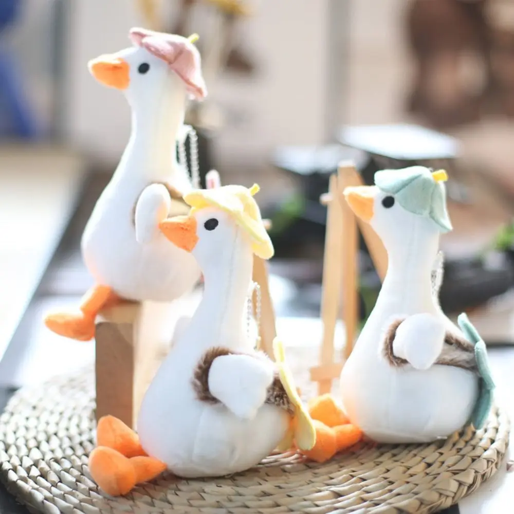 Милые большие белые гусиные плюшевые брелки для ключей маленькие подвески