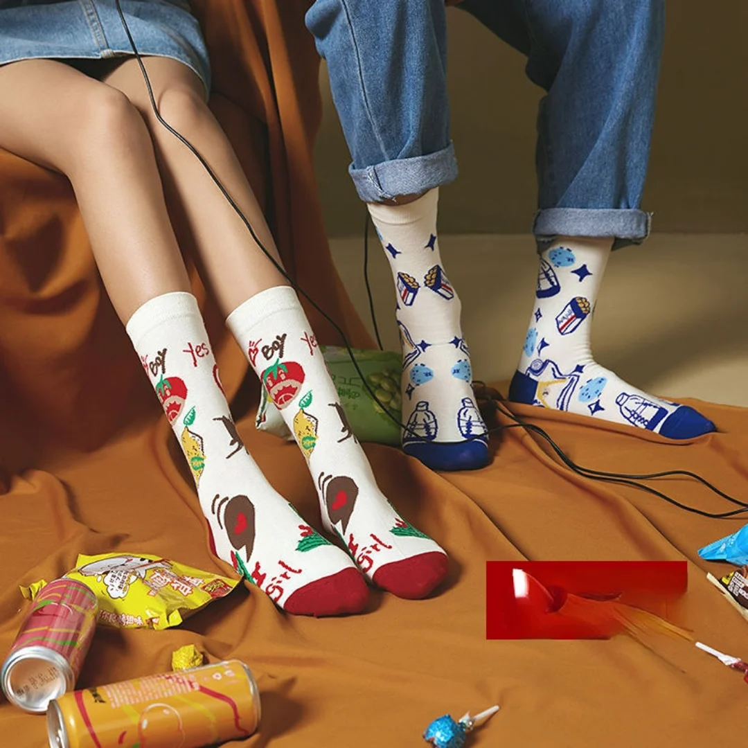 

Woman Socks Female Trend Fun Cartoon Personality Creative Funny Male Tube Socks Couple Trend Autumn and Winter Stockings