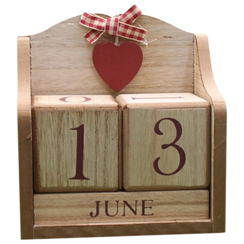 

Wooden Calendar Ornament Wooden Home Desk Decoration Photography Props for Home Office Desk Accessories
