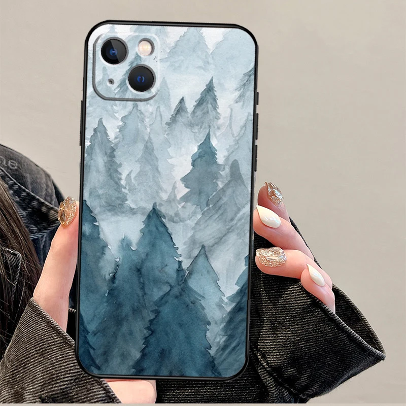 Чехол Лесные деревья для iPhone 14 11 12 13 15 16 Pro Max Mini Plus X XR XS