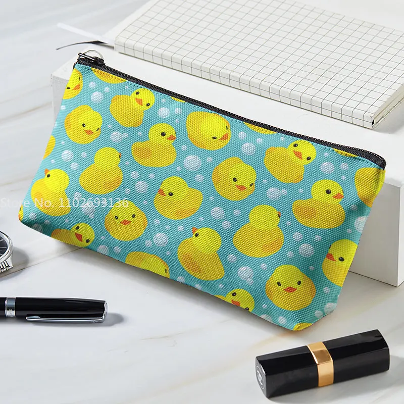 

Lovely Women's Cosmetic Bag Cartoon Little Yellow Duck Makeup Case Zipper Make Up Organizer Storage Pouch Toiletry Wash Bags
