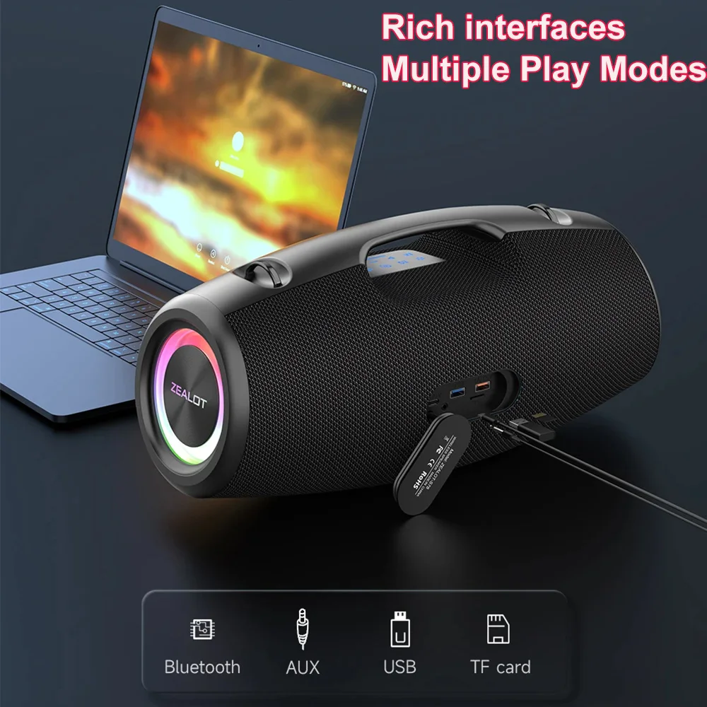 Bluetooth-колонка 100 Вт 6 звуковых устройств RGB подсветка аккумулятор 24000 мАч