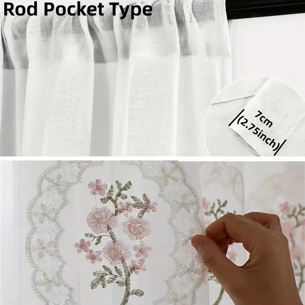 Зеркальные цветочные Вышитые оконные шторы прозрачные вышитые марлевые