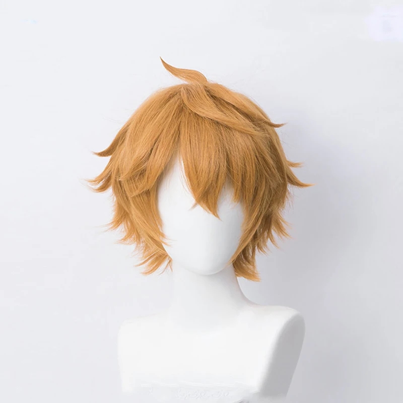 

Genshin Impact Tartaglia Cosplay 30cm Short Christmas Brown Wig Cosplay Anime Wigs Heat Resistant Synthetic Wigs + Wig Cap