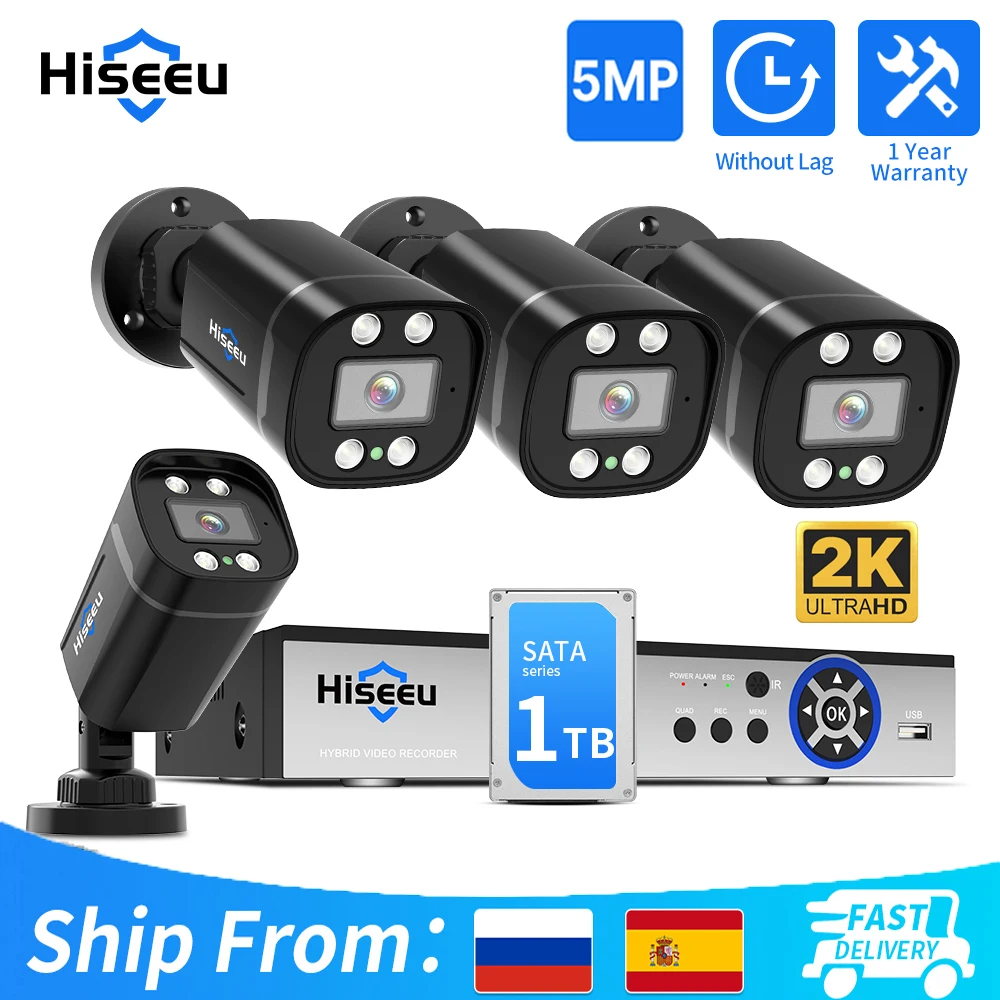 Hiseeu 8CH CCTV камера система безопасности наборы 5MP AHD наблюдения s DVR Набор