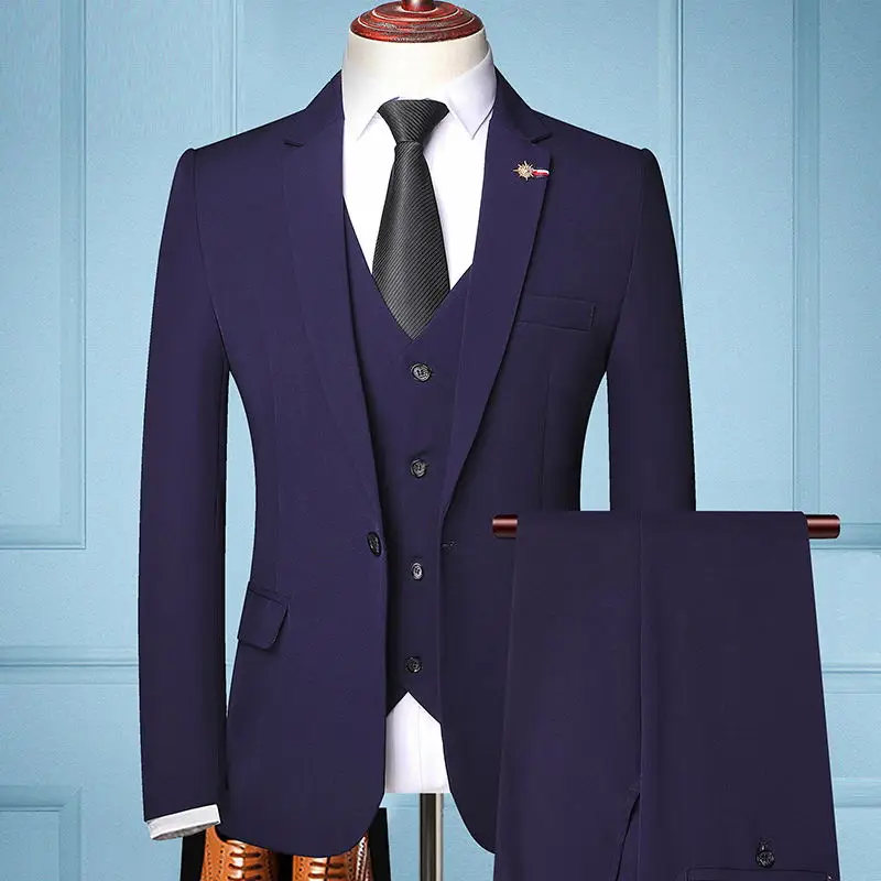 

High Quality 6XL (suit + Vest + Pants) Men's Elegant Fashion Business Variety of Casual Formal Dress Gentleman Dress 3-piece Set