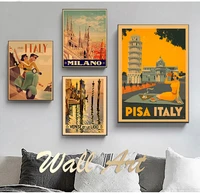 travel to italy milano venezia canvas painting vintage wall pictures kraft posters coated wall stickers home decoration gift