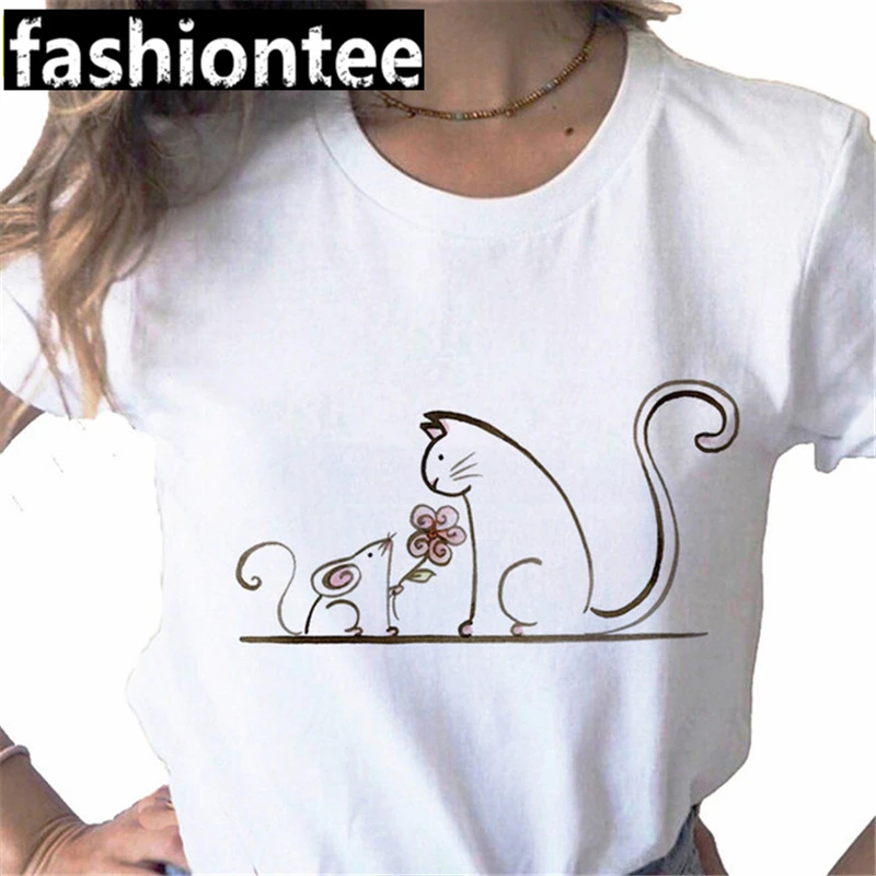

Ladies Graphic Cat Sweet Funny Cartoon Fashion 90s Ladies Print Print Clothes Ladies T Shirt Tops Women T Shirts Women T Shirts