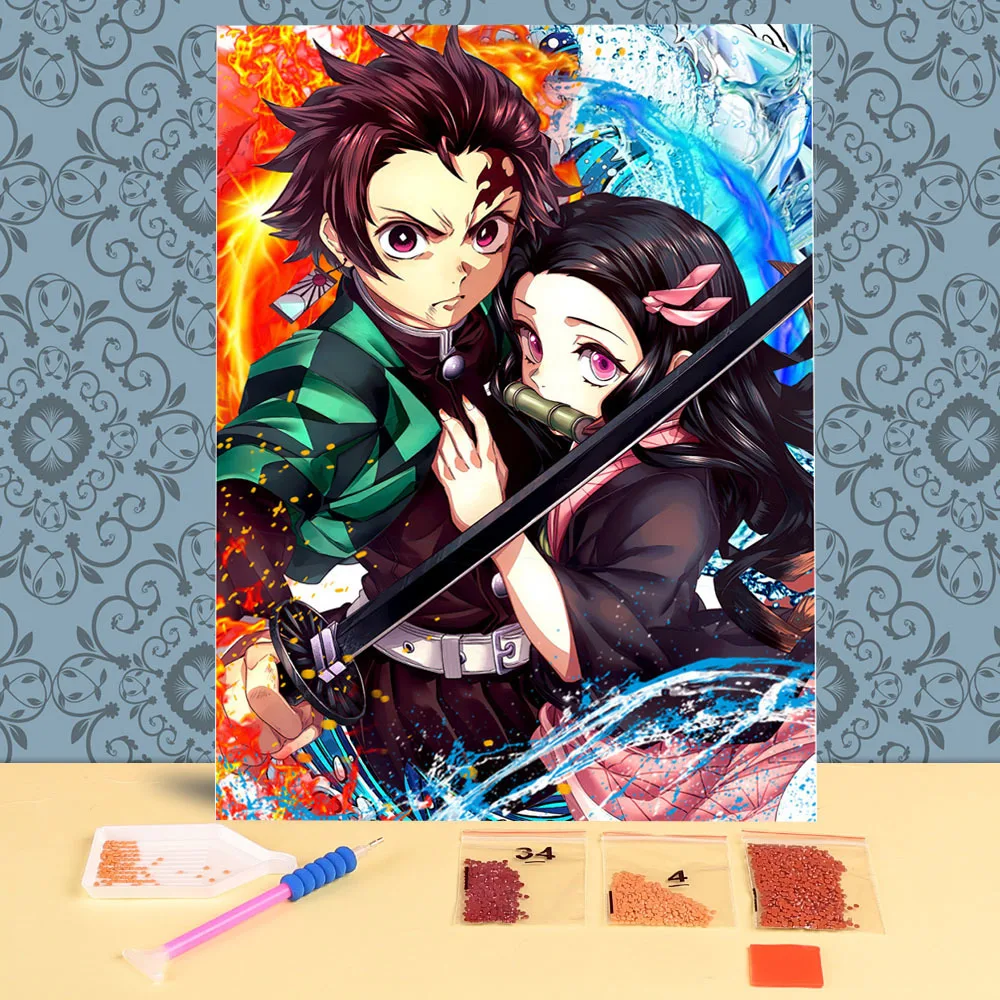 

Kimetsu No Yaiba Demon Japan Anime DIY 3D Full Diamond Embroidery Diamond Mosaic Diamond Painting Set Christmas Supplies