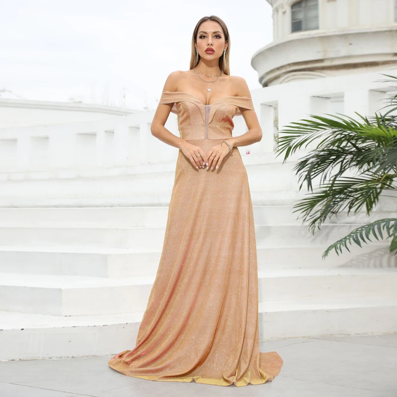 

Women Sexy Off Shoulder V Neck vestido de festa Summer Elegant Ladies Cocktail Evening Party wear Floor Length dress