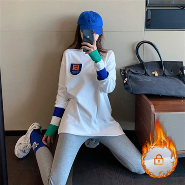 

T-shirts Women Long T-shirts Woman Blouses 2022 Korean Tops Kawaii Women Top Women Pulovers Warm Long Sleeve Top Women's Shirts