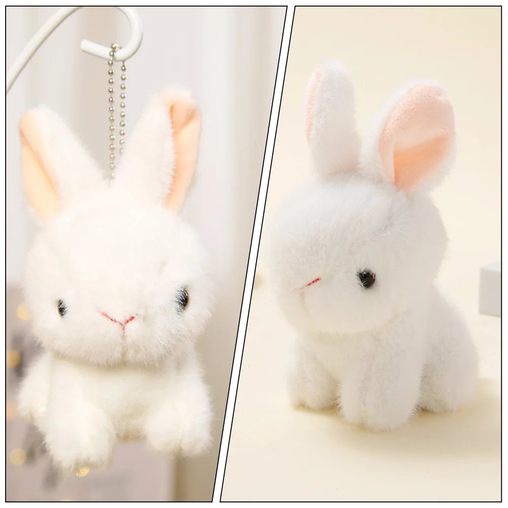 

Easter Rabbit Stuffed Animal Chew Toys Kids Rabbit Pendant Fluffy Bunny Keychain Kawaii Plush White Gift Child