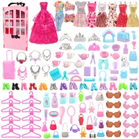 barwa fashion 108 items doll accessories1 hollow wardrobe1 suitcase9 clothes10 shoes10 bags77 accessories for barbie