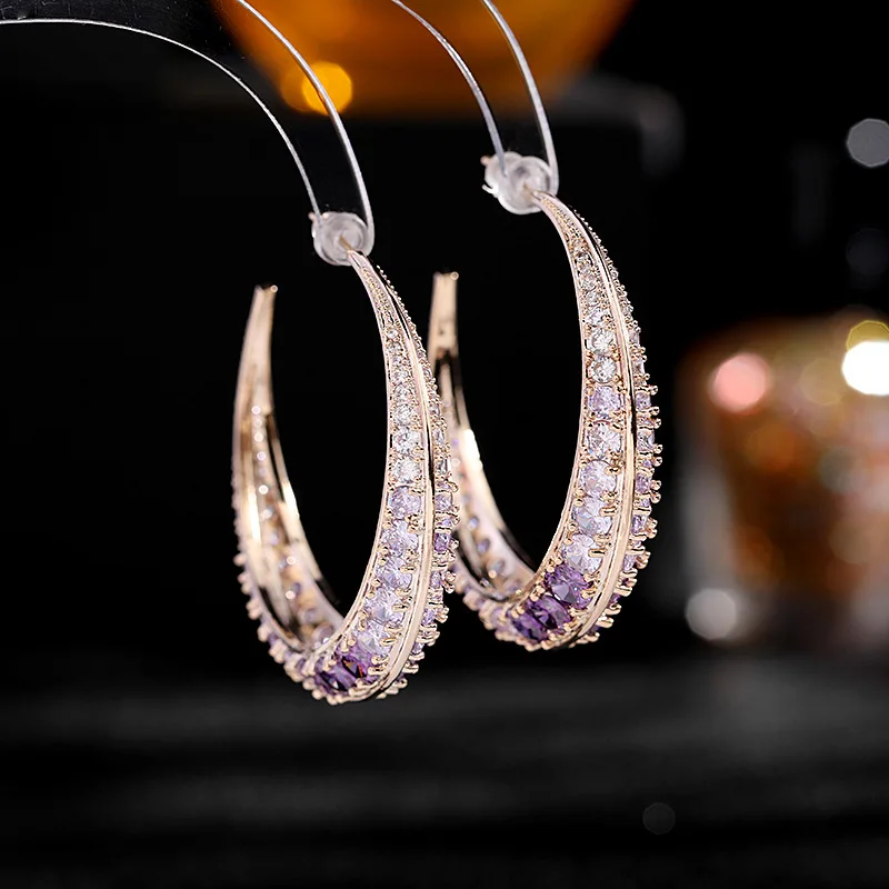 

S925 Silver Needle French Earrings Net Red Temperament Light Luxury Exaggerated Atmosphere C-shaped Earrings Euro-american Style