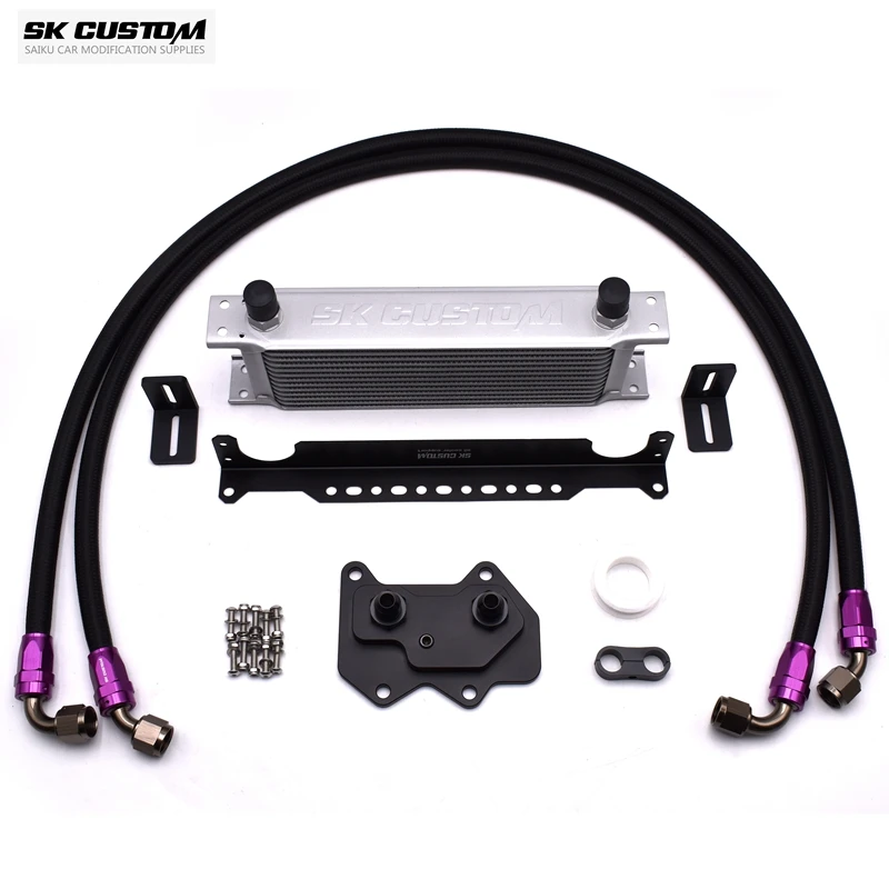 

SK CUSTOM For Volkswagen EA113 Engine Oil Cooler For Audi 1.8T 2.0T Oil Radiator Kit Golf MK5 MK6 EA113 Car Modification