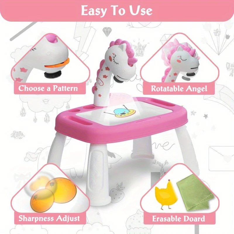 Магический Проекционный стол с единорогом-стираемая доска для рисования