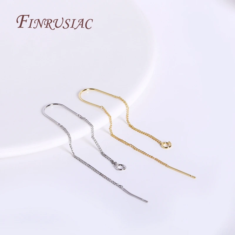Trendy 18K Gold Plated Long Tassel Earwire,Brass Thin Chain Ear Wire For Earrings Making Findings,DIY Fashion Jewelry For Women
