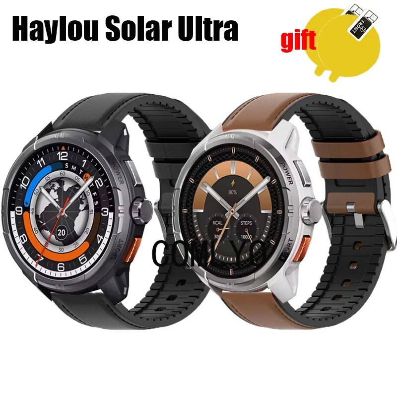 Кожаный ремешок для умных часов HAYLOU Solar Ultra + силиконовый спортивный