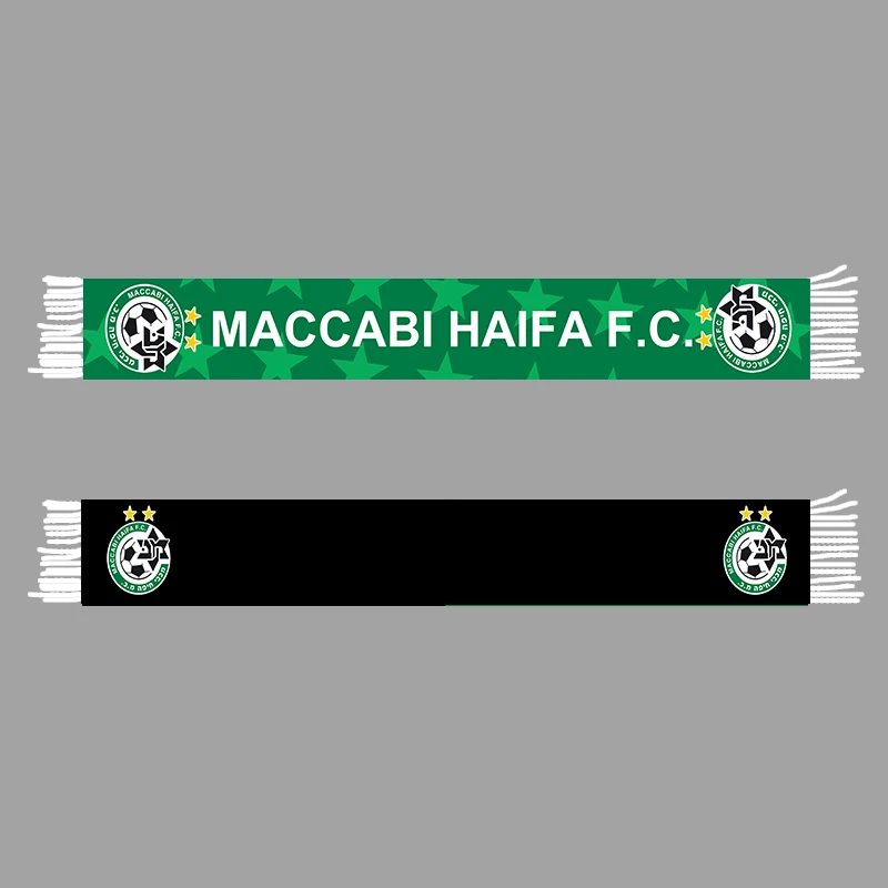 

145*18 cm Size Euro Season 2022-23 Maccabi Haifa FC 4 Teams Scarf for Fans Double-faced Knitted HF035B