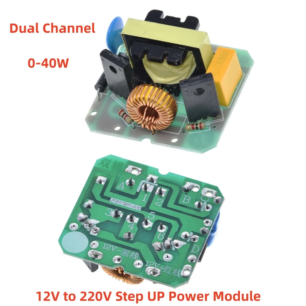 

12V to 220V Step UP Power Module 0-40W DC-AC Boost Inverter Module Dual Channel Inverse Converter Booster Module Power Regulator
