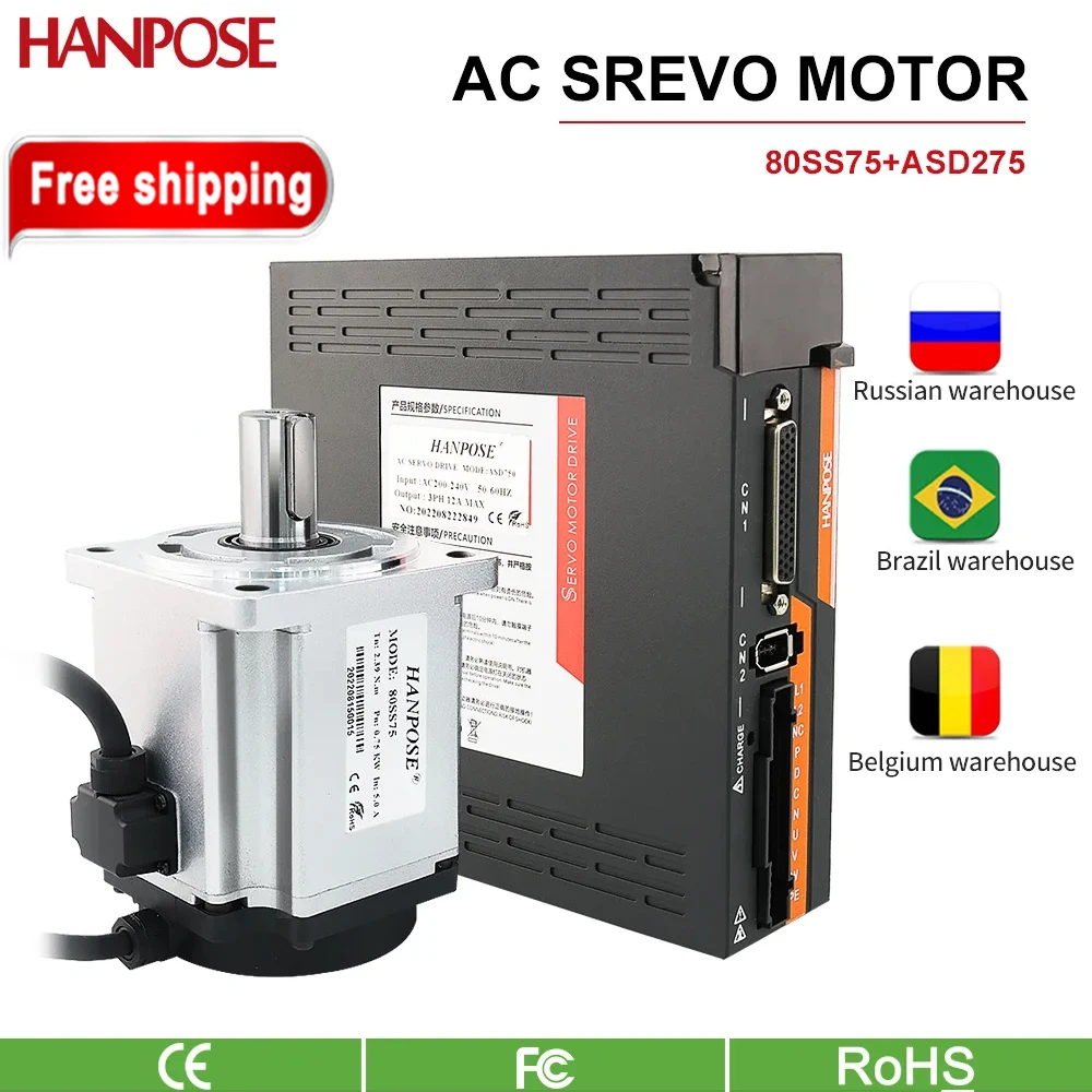 

80SS75 5.0A 2.39N.m и ASD275 набор приводов серводвигателя Φ + кабель кодировщика 3M CNC медицинское оборудование 750W ac Серводвигатель привода
