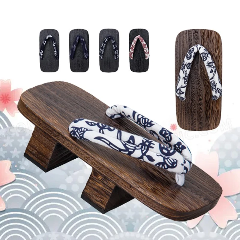 

Японские шлепанцы-кимоно Geta с носком, аниме косплей, восточные сандалии, сауна, комнатные тапочки, традиционные деревянные вьетнамки