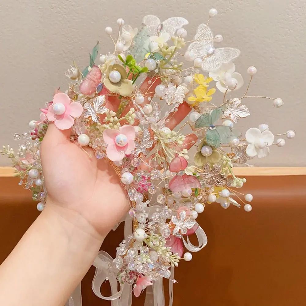 Модная лесная гирлянда головной убор бабочка цветочная корона жемчужный обруч